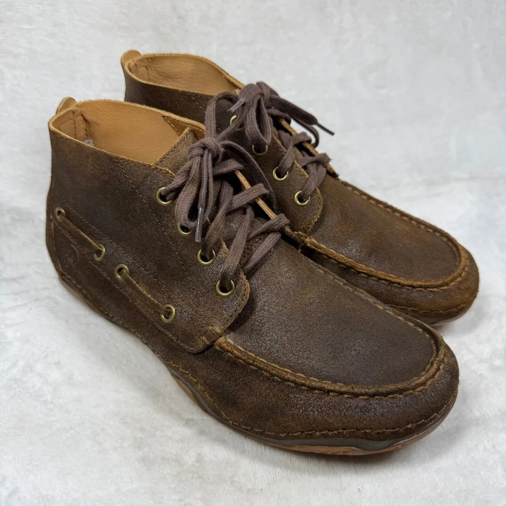 Ariat Spitfire Mens Brown Leather Moc Toe Chukka Boots 4LR Cushioning 8.5D